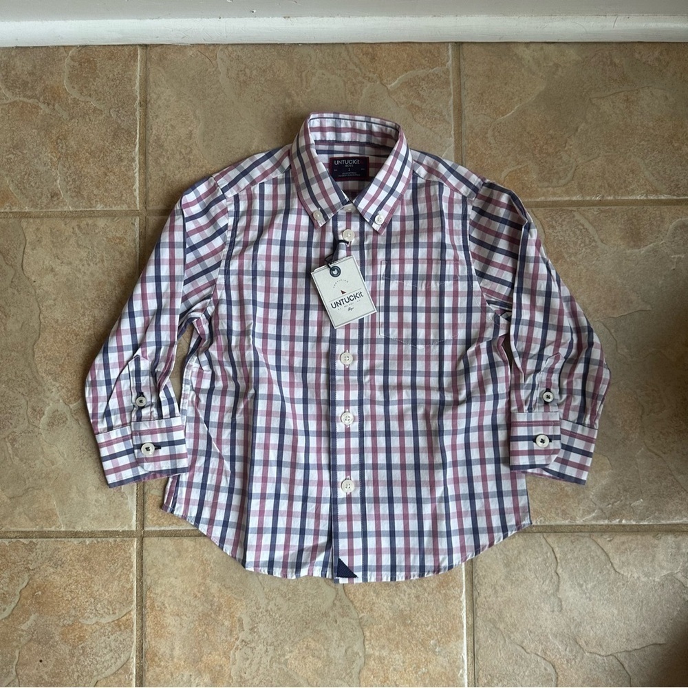 UNTUCKit Pink Purple Plaid Button-Up Baluchon Shirt Easter​​​